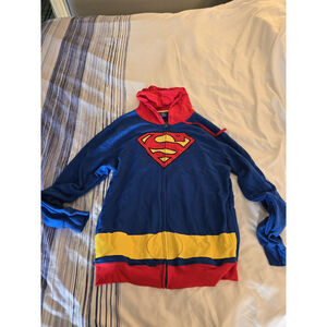 Superman Hoodie Full Zip Sweatshirt Jacket Mens Size XL Halloween Costume Hooded